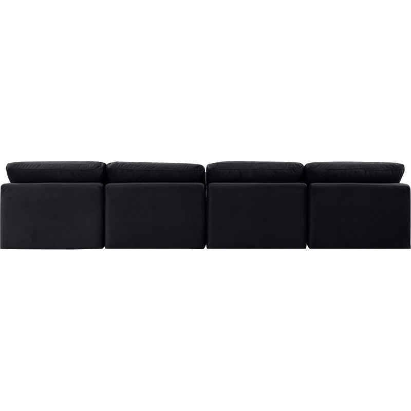 meridian furniture indulge 140&quot contemporary velvet modular sofa in black