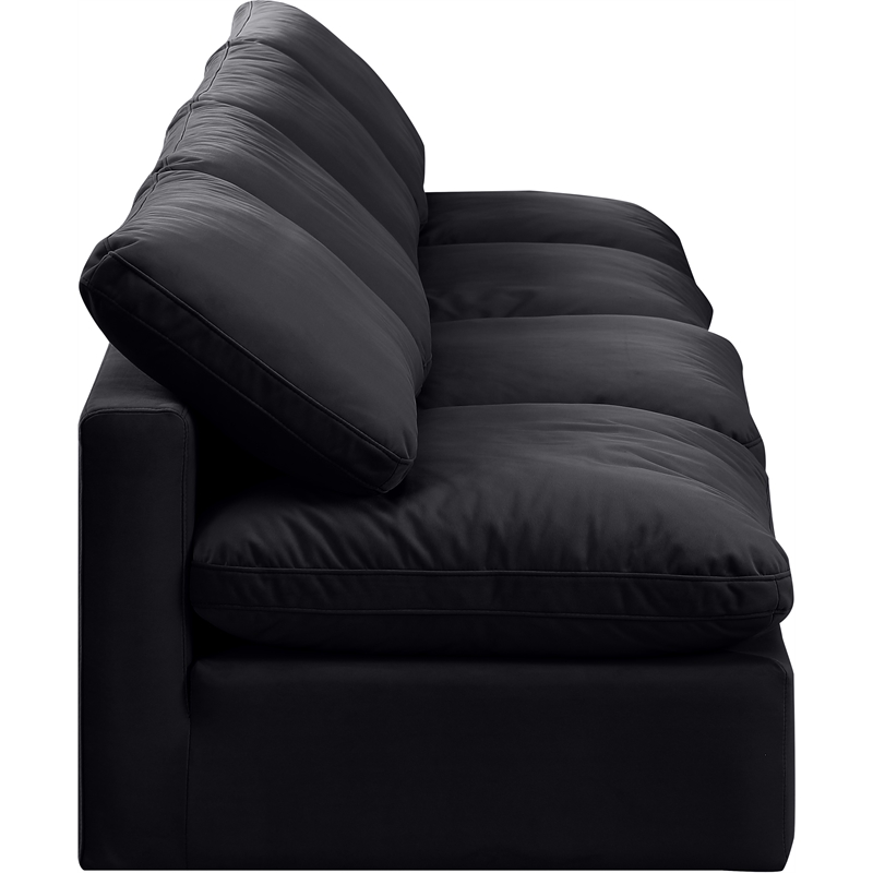 meridian furniture indulge 140&quot contemporary velvet modular sofa in black