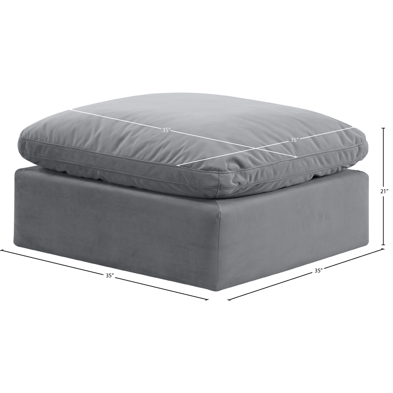 Meridian Furniture Indulge Contemporary Velvet Ottoman in Gray