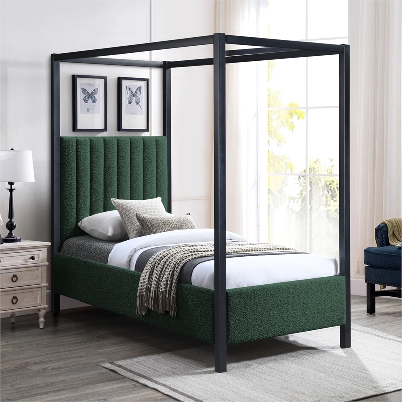 Meridian Furniture Kelly Black Boucle Fabric Twin Bed