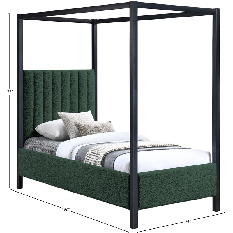 Meridian Furniture Kelly Black Boucle Fabric Twin Bed