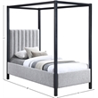 Meridian Furniture Kelly Grey Boucle Fabric Twin Bed