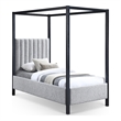 Meridian Furniture Kelly Grey Boucle Fabric Twin Bed