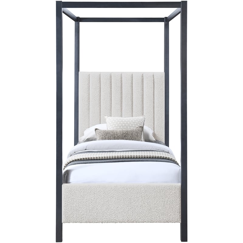Meridian Furniture Kelly Grey Boucle Fabric Twin Bed