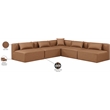 Meridian Furniture Cube Brown Vegan Leather 5-Pc. L-Shaped Modular Sectional