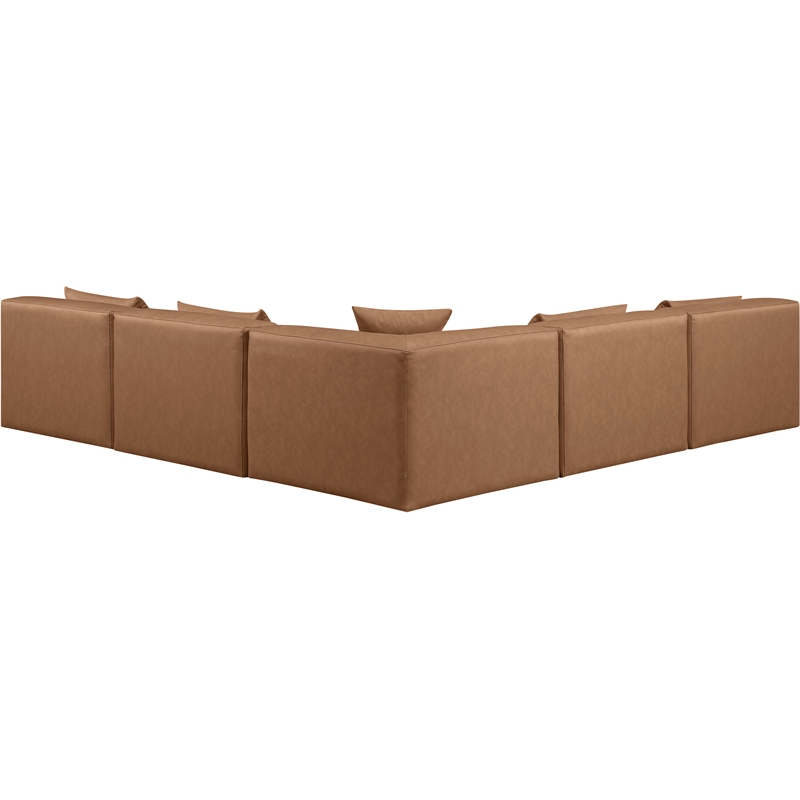 Meridian Furniture Cube Brown Vegan Leather 5-Pc. L-Shaped Modular Sectional