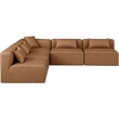 Meridian Furniture Cube Brown Vegan Leather 5-Pc. L-Shaped Modular Sectional