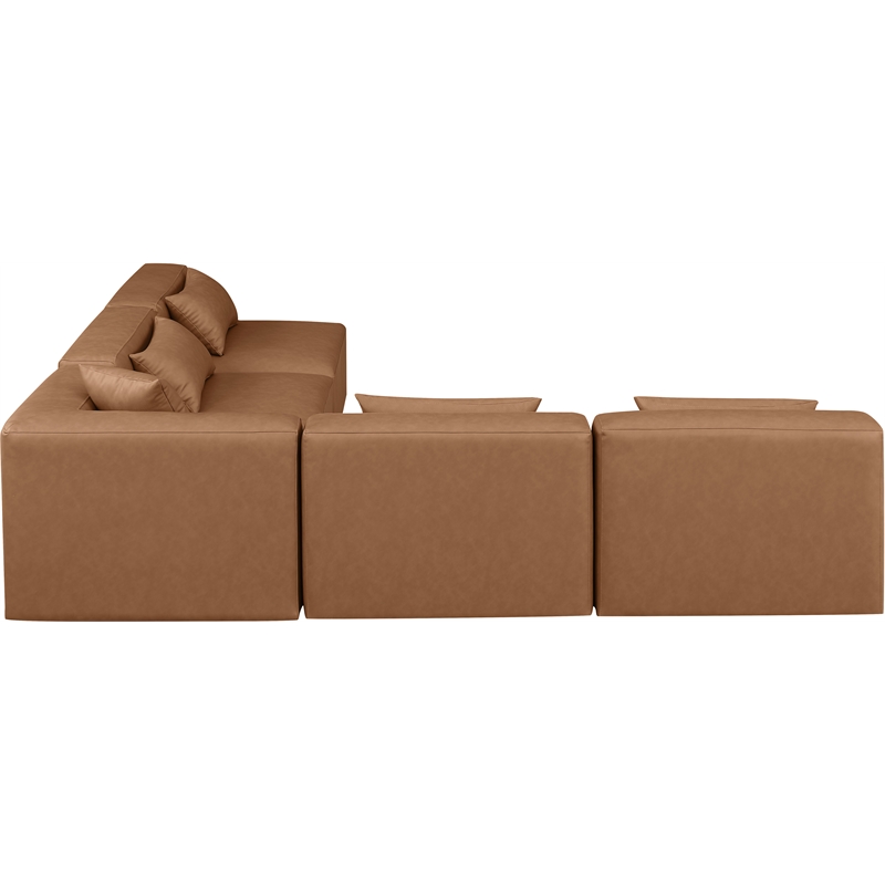 Meridian Furniture Cube Brown Vegan Leather 5-Pc. L-Shaped Modular Sectional