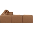 Meridian Furniture Cube Brown Vegan Leather 5-Pc. L-Shaped Modular Sectional