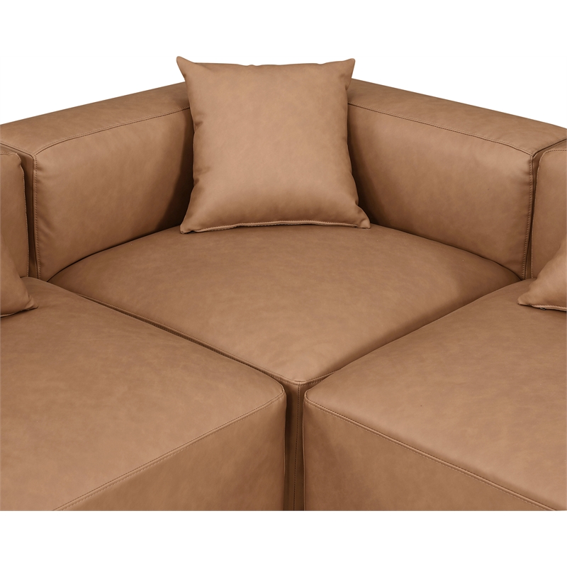 Meridian Furniture Cube Brown Vegan Leather 5-Pc. L-Shaped Modular Sectional