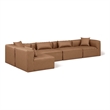 Meridian Furniture Cube Brown Vegan Leather 5-Pc. L-Shaped Modular Sectional
