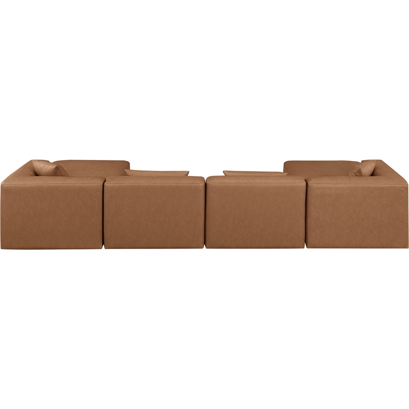 Meridian Furniture Cube Brown Vegan Leather 6-Pc. U-Shaped Modular Sectional