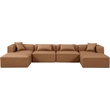 Meridian Furniture Cube Brown Vegan Leather 6-Pc. U-Shaped Modular Sectional
