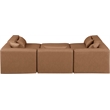 Meridian Furniture Cube Brown Vegan Leather 6-Pc. U-Shaped Modular Sectional