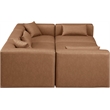 Meridian Furniture Cube Brown Vegan Leather 6-Pc. U-Shaped Modular Sectional