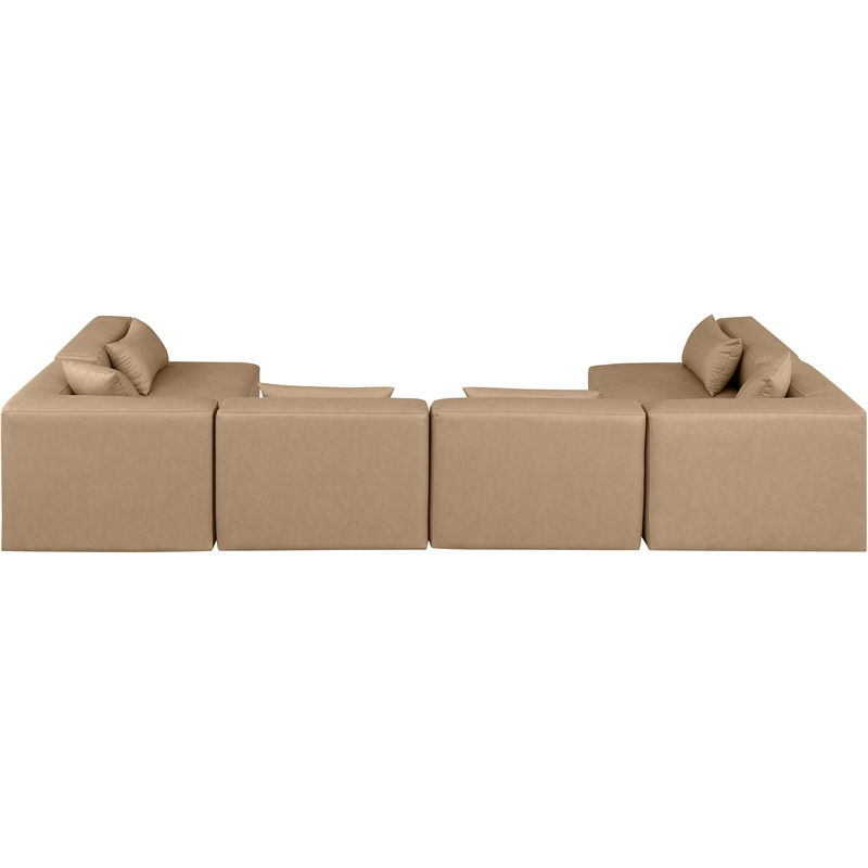 Meridian Furniture Cube Tan Vegan Leather 6-Pc. U-Shaped Modular Sectional