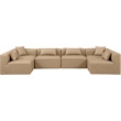 Meridian Furniture Cube Tan Vegan Leather 6-Pc. U-Shaped Modular Sectional