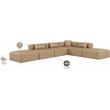 Meridian Furniture Cube Tan Vegan Leather 6-Pc. L-Shaped Modular Sectional