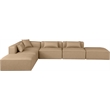 Meridian Furniture Cube Tan Vegan Leather 6-Pc. L-Shaped Modular Sectional