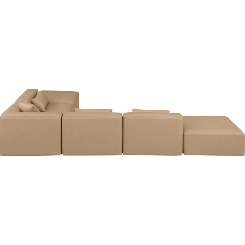 Meridian Furniture Cube Tan Vegan Leather 6-Pc. L-Shaped Modular Sectional