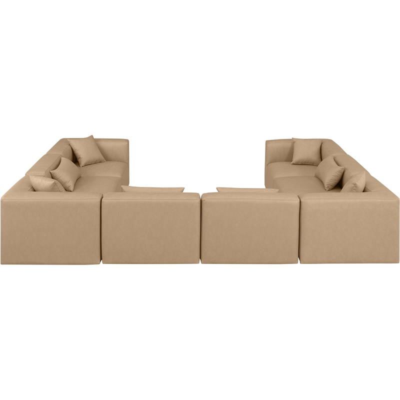 Meridian Furniture Cube Tan Vegan Leather 8-Pc. U-Shaped Modular Sectional