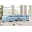 Meridian Furniture Cube Lt. Blue Vegan Leather 4-Pc. L-Shaped Modular Sectional