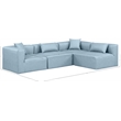 Meridian Furniture Cube Lt. Blue Vegan Leather 4-Pc. L-Shaped Modular Sectional