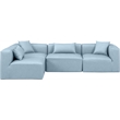Meridian Furniture Cube Lt. Blue Vegan Leather 4-Pc. L-Shaped Modular Sectional