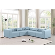 Meridian Furniture Cube Lt. Blue Vegan Leather 5-Pc. L-Shaped Modular Sectional