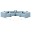 Meridian Furniture Cube Lt. Blue Vegan Leather 5-Pc. L-Shaped Modular Sectional