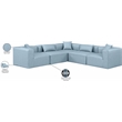 Meridian Furniture Cube Lt. Blue Vegan Leather 5-Pc. L-Shaped Modular Sectional