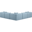 Meridian Furniture Cube Lt. Blue Vegan Leather 5-Pc. L-Shaped Modular Sectional