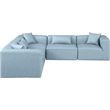 Meridian Furniture Cube Lt. Blue Vegan Leather 5-Pc. L-Shaped Modular Sectional