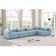 Meridian Furniture Cube Lt. Blue Vegan Leather 5-Pc. L-Shaped Modular Sectional