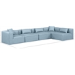 Meridian Furniture Cube Lt. Blue Vegan Leather 5-Pc. L-Shaped Modular Sectional