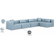Meridian Furniture Cube Lt. Blue Vegan Leather 5-Pc. L-Shaped Modular Sectional