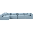 Meridian Furniture Cube Lt. Blue Vegan Leather 5-Pc. L-Shaped Modular Sectional