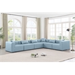 Meridian Furniture Cube Lt. Blue Vegan Leather 6-Pc. L-Shaped Modular Sectional