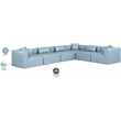 Meridian Furniture Cube Lt. Blue Vegan Leather 6-Pc. L-Shaped Modular Sectional