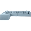 Meridian Furniture Cube Lt. Blue Vegan Leather 6-Pc. L-Shaped Modular Sectional