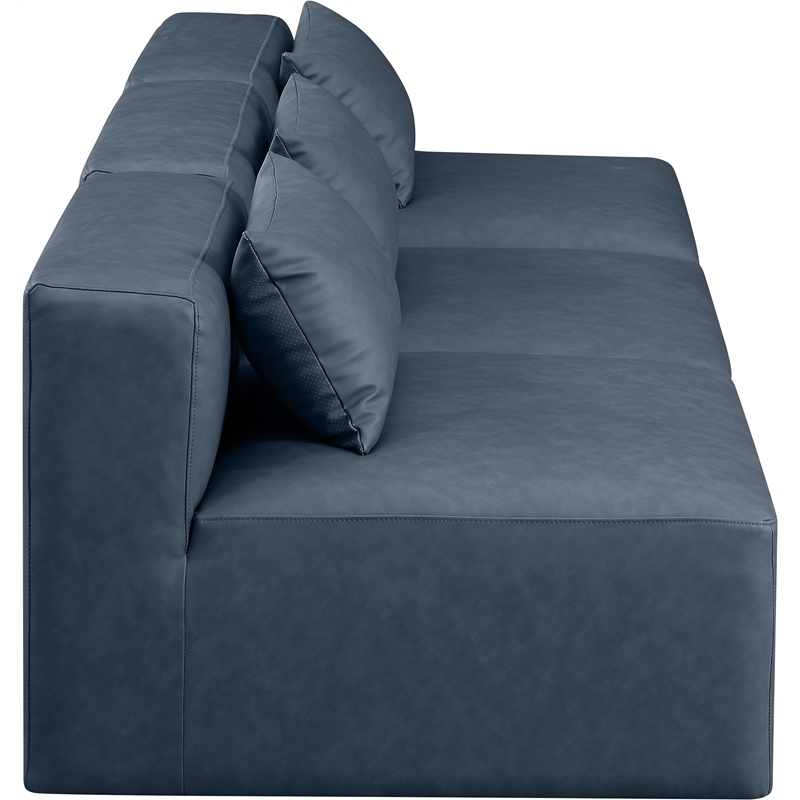 Meridian Furniture Cube Navy Blue Vegan Leather 3-Pc. Modular Sofa
