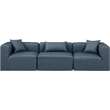 Meridian Furniture Cube Navy Blue Vegan Leather 3-Pc. Modular Sofa