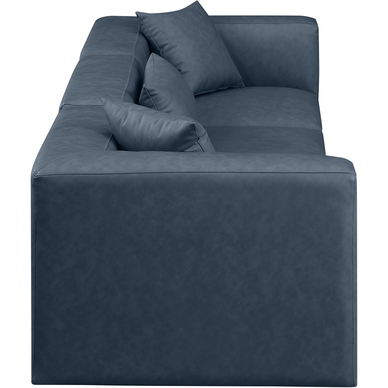 Meridian Furniture Cube Navy Blue Vegan Leather 3-Pc. Modular Sofa