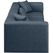 Meridian Furniture Cube Navy Blue Vegan Leather 3-Pc. Modular Sofa