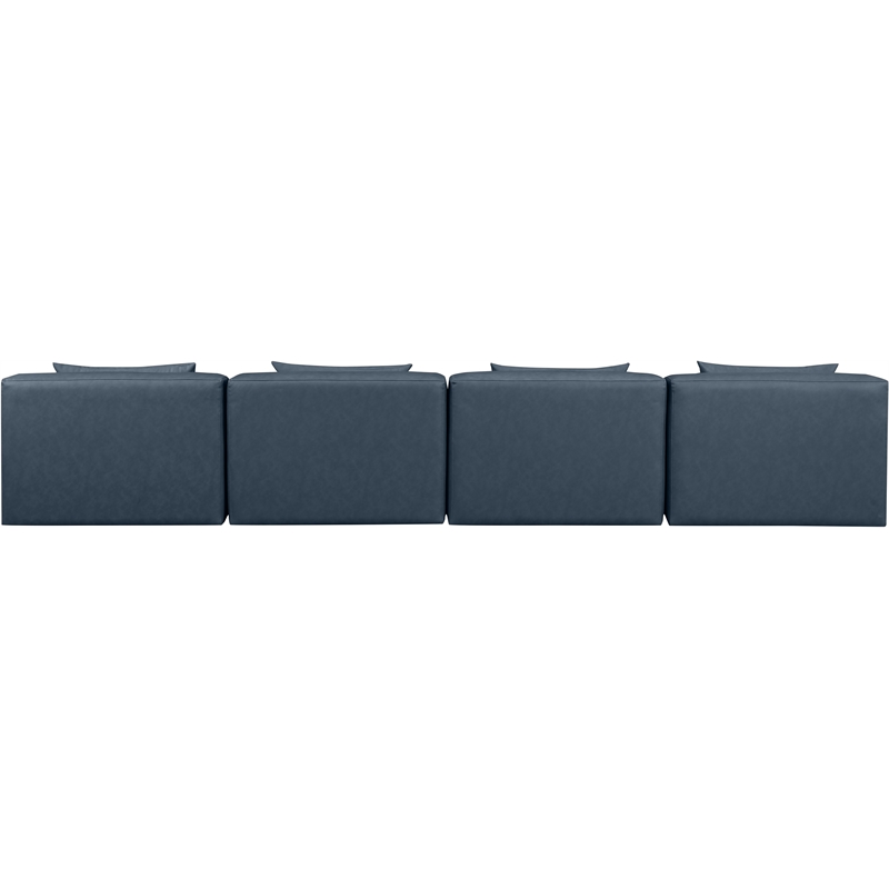 Meridian Furniture Cube Navy Blue Vegan Leather 4-Pc. Modular Sofa