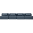 Meridian Furniture Cube Navy Blue Vegan Leather 4-Pc. Modular Sofa