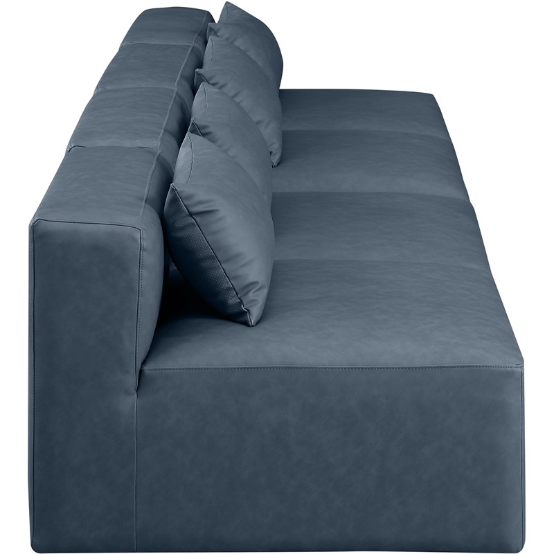 Meridian Furniture Cube Navy Blue Vegan Leather 4-Pc. Modular Sofa