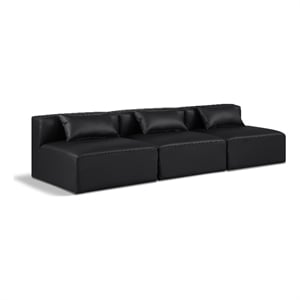 Meridian Furniture Cube Black Vegan Leather 3-Pc. Modular Sofa