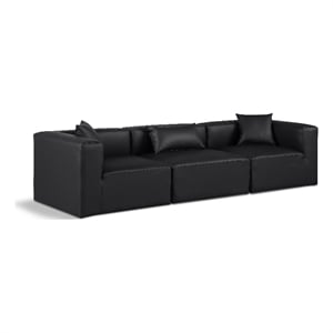 Meridian Furniture Cube Black Vegan Leather 3-Pc. Modular Sofa