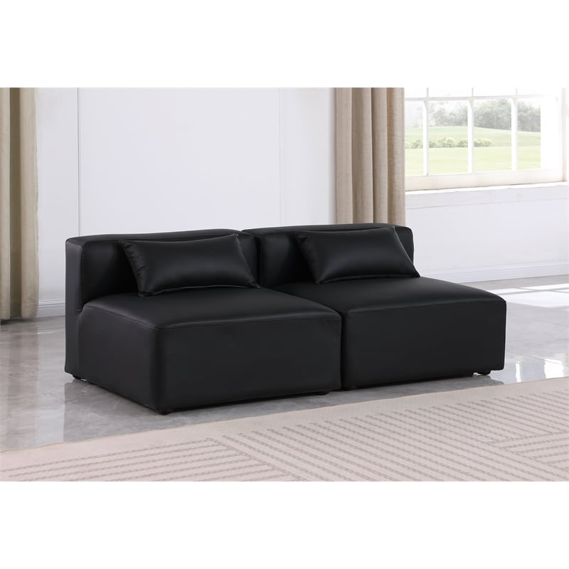 Meridian Furniture Cube Black Vegan Leather 2-Pc. Modular Sofa